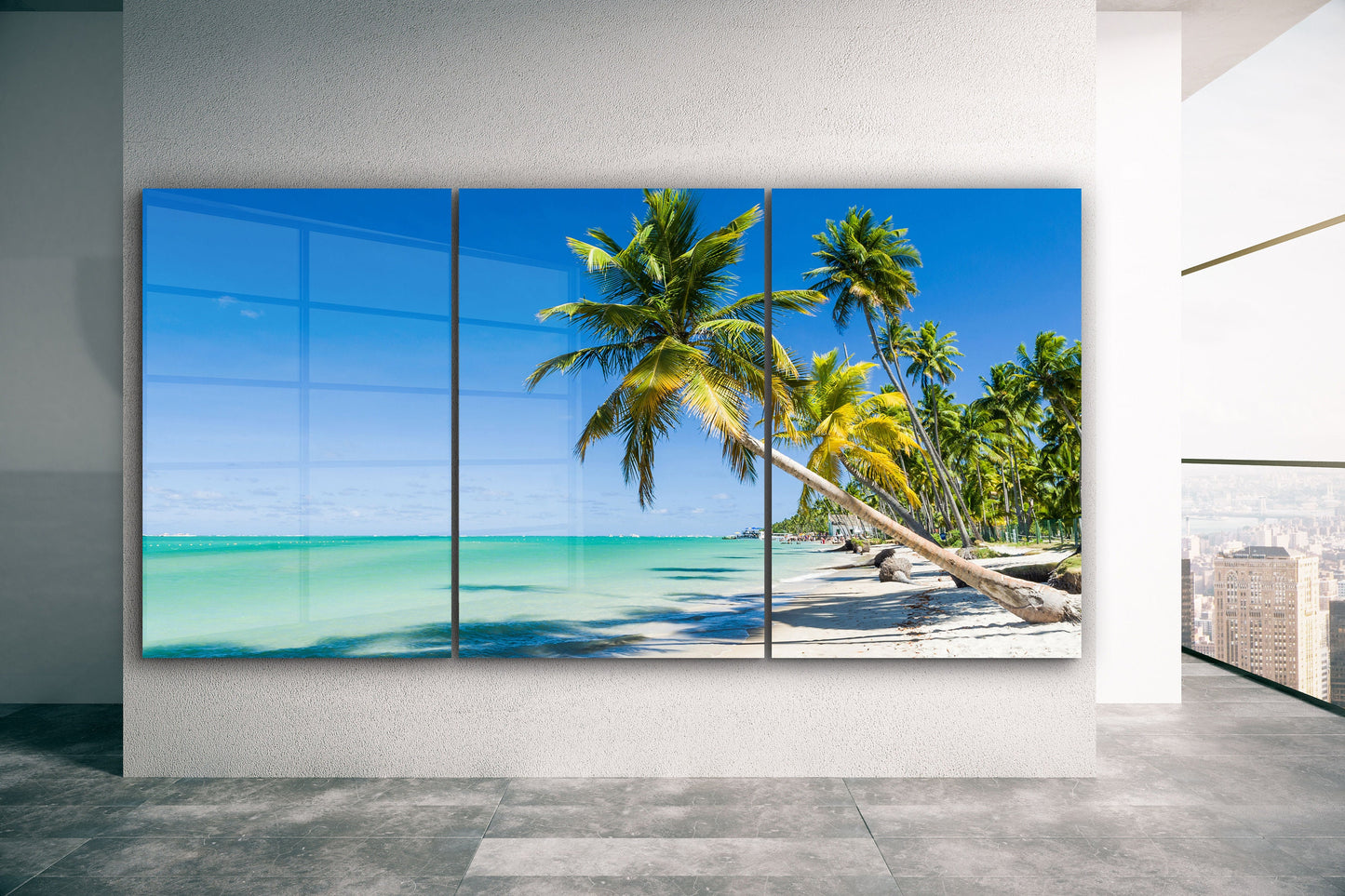 Palm Trees Beach Prints Extra Large Glass Wall Art