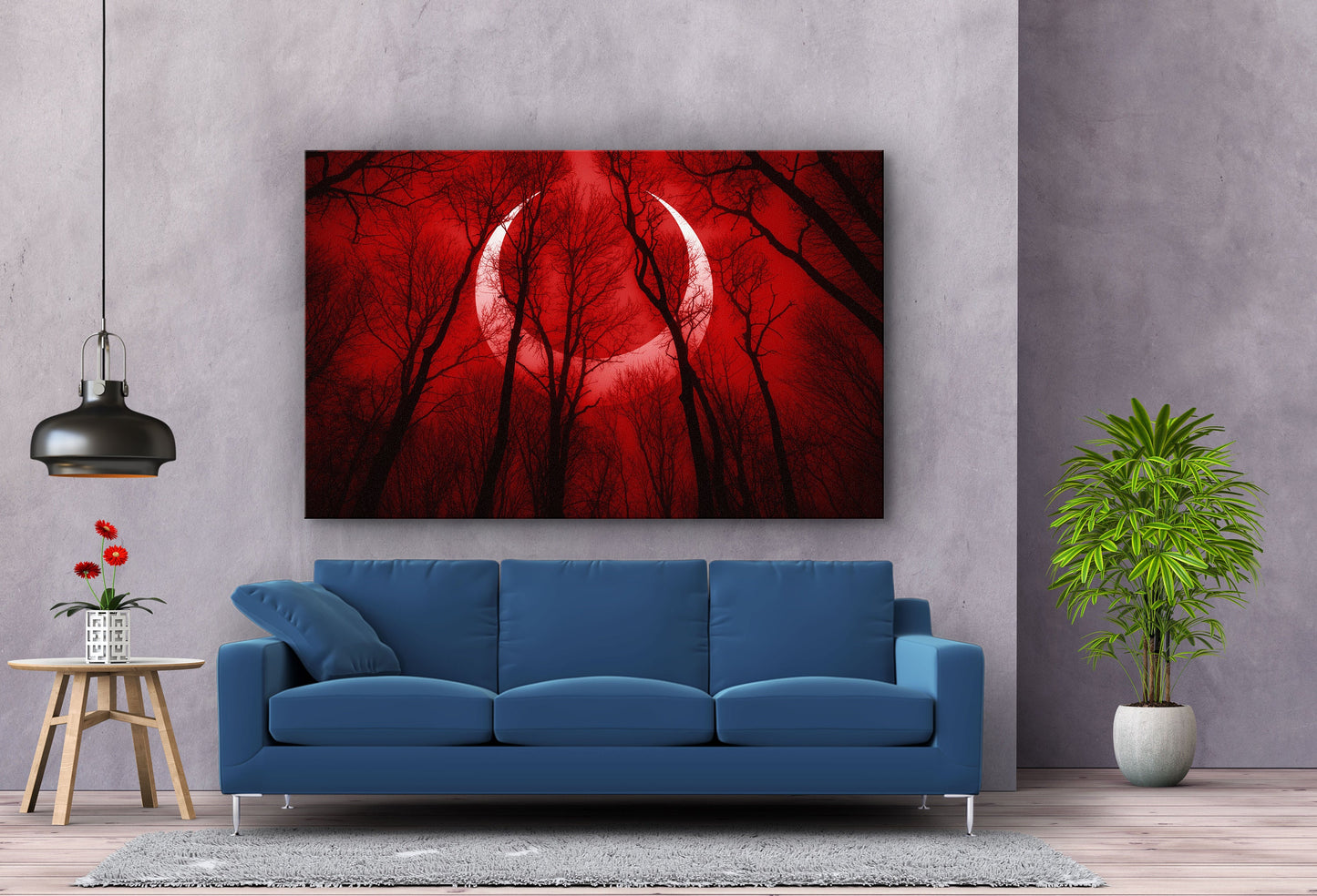 Red Moon, Large Glass Wall Art
