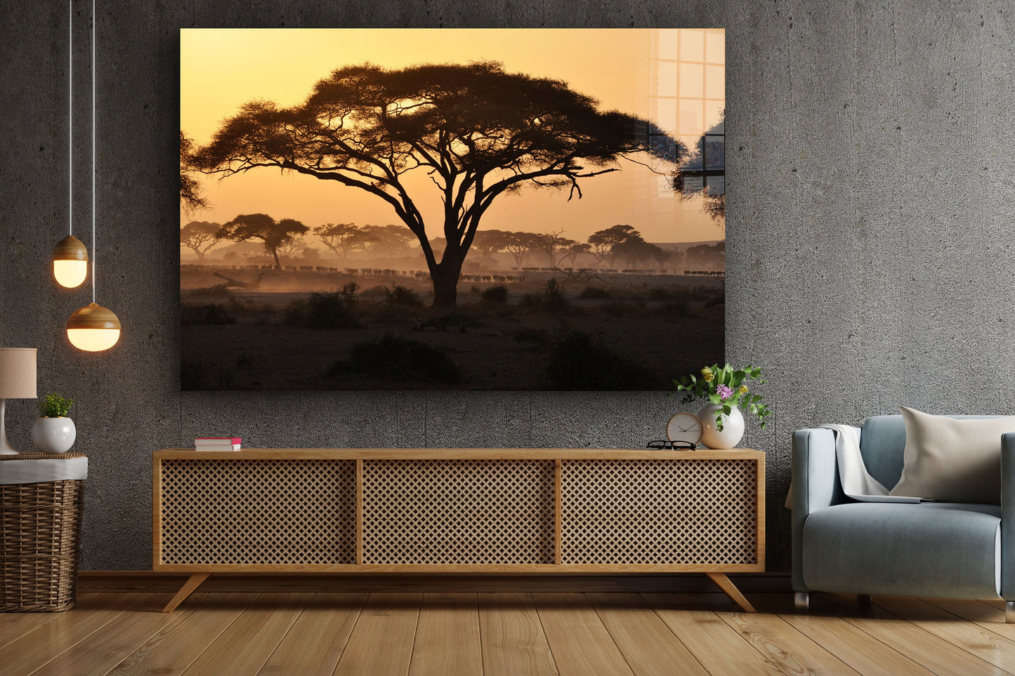 African Savannah, Large Glass Wall Art