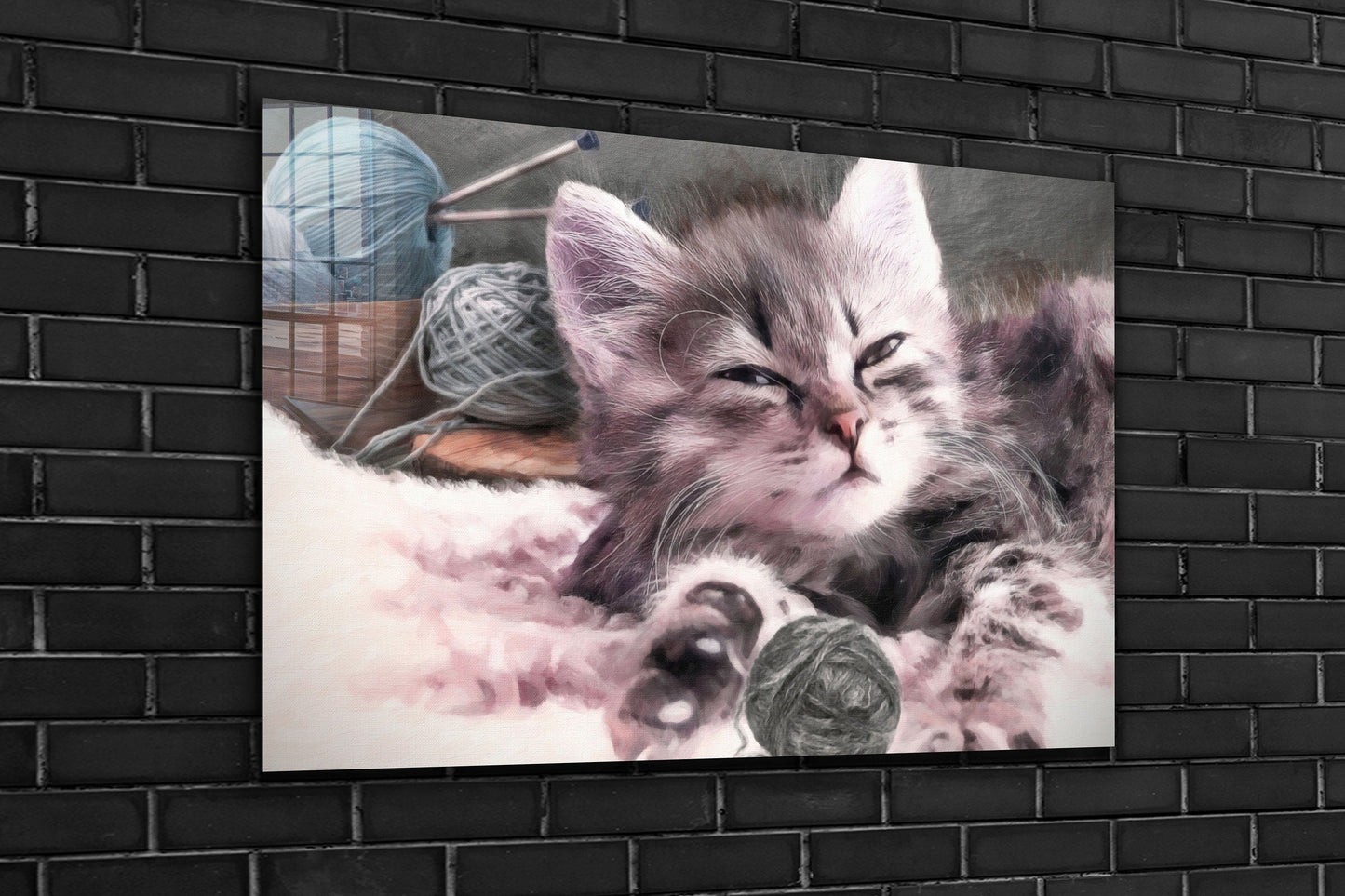 Cute Cat, Large Glass Wall Art