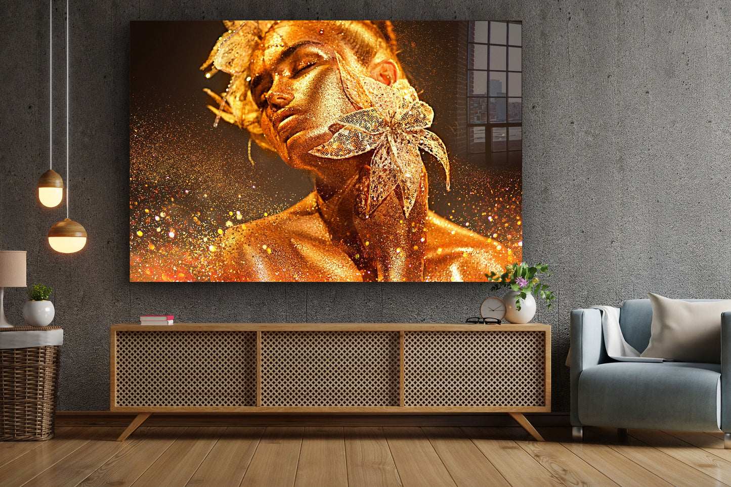 Woman in Gold, Large Glass Wall Art