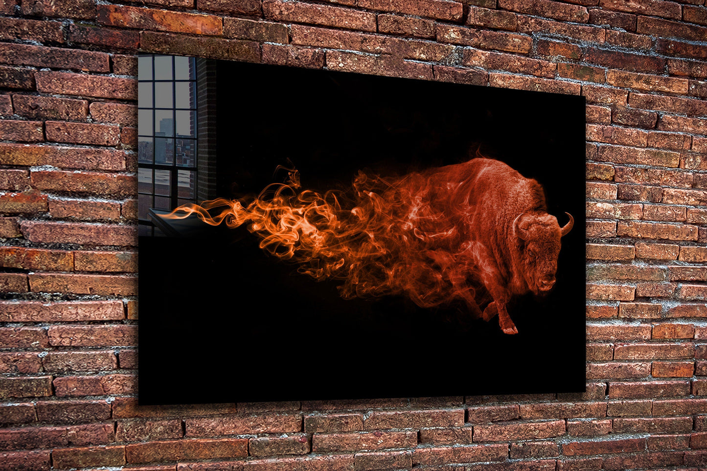 Abstract Bison, Large Glass Wall Art