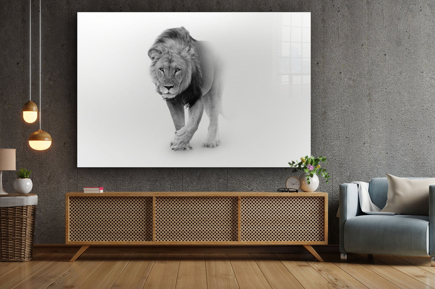 Lion, Large Glass Wall Art