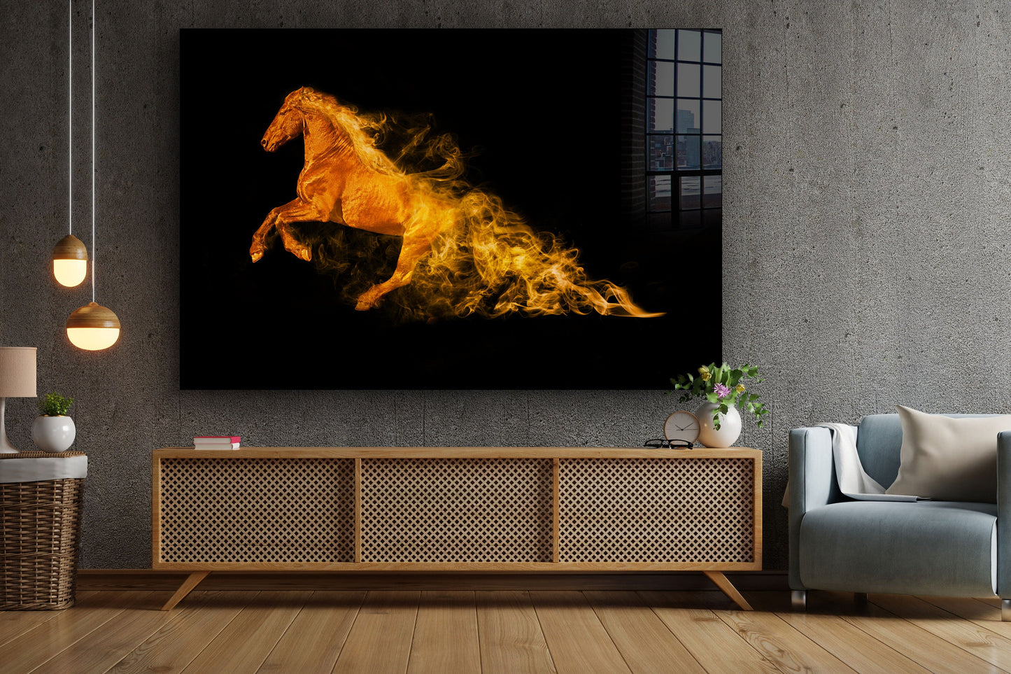 Horse Abstract, Large Glass Wall Art