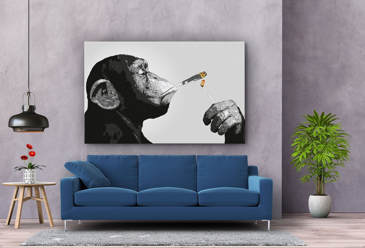 Smoking Monkey, Large Glass Wall Art