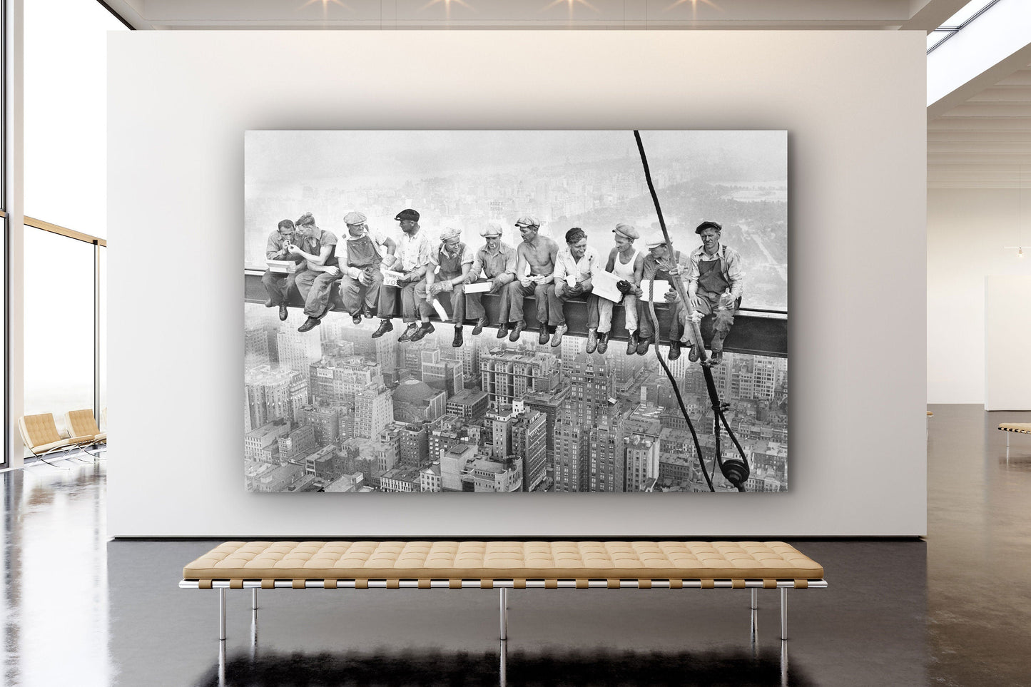 Lunch atop a Skyscraper, Large Glass Wall Art