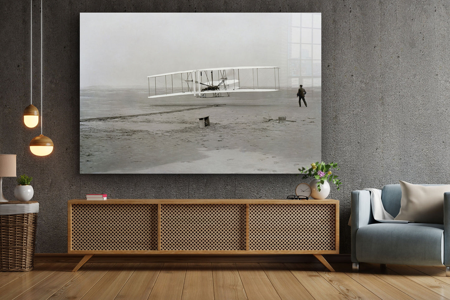 Wright Brothers First Flight, Large Glass Wall Art