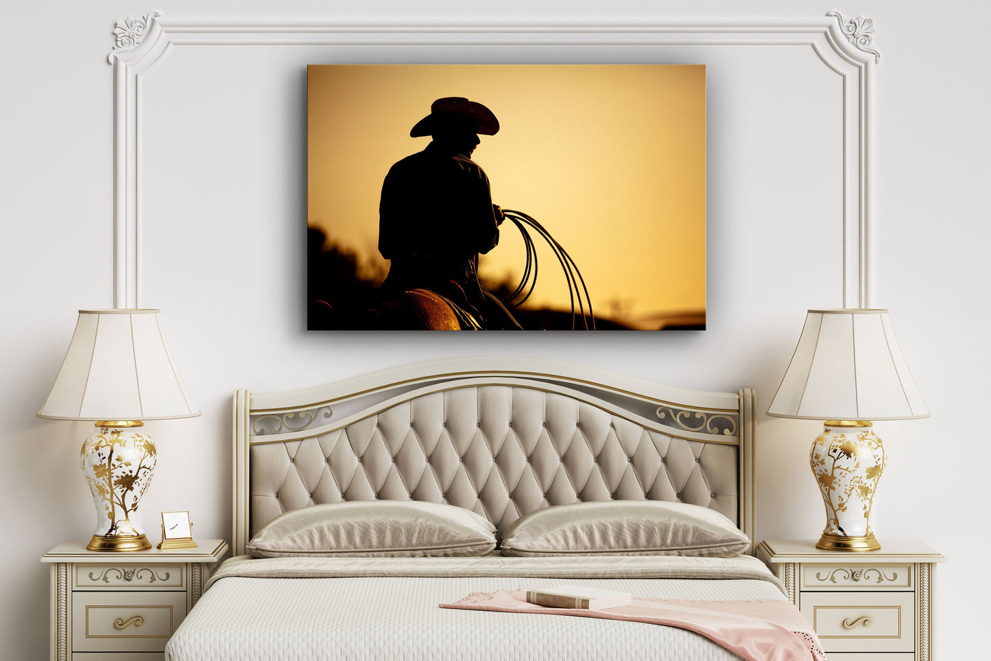 Cowboy Silhouette, Large Glass Wall Art