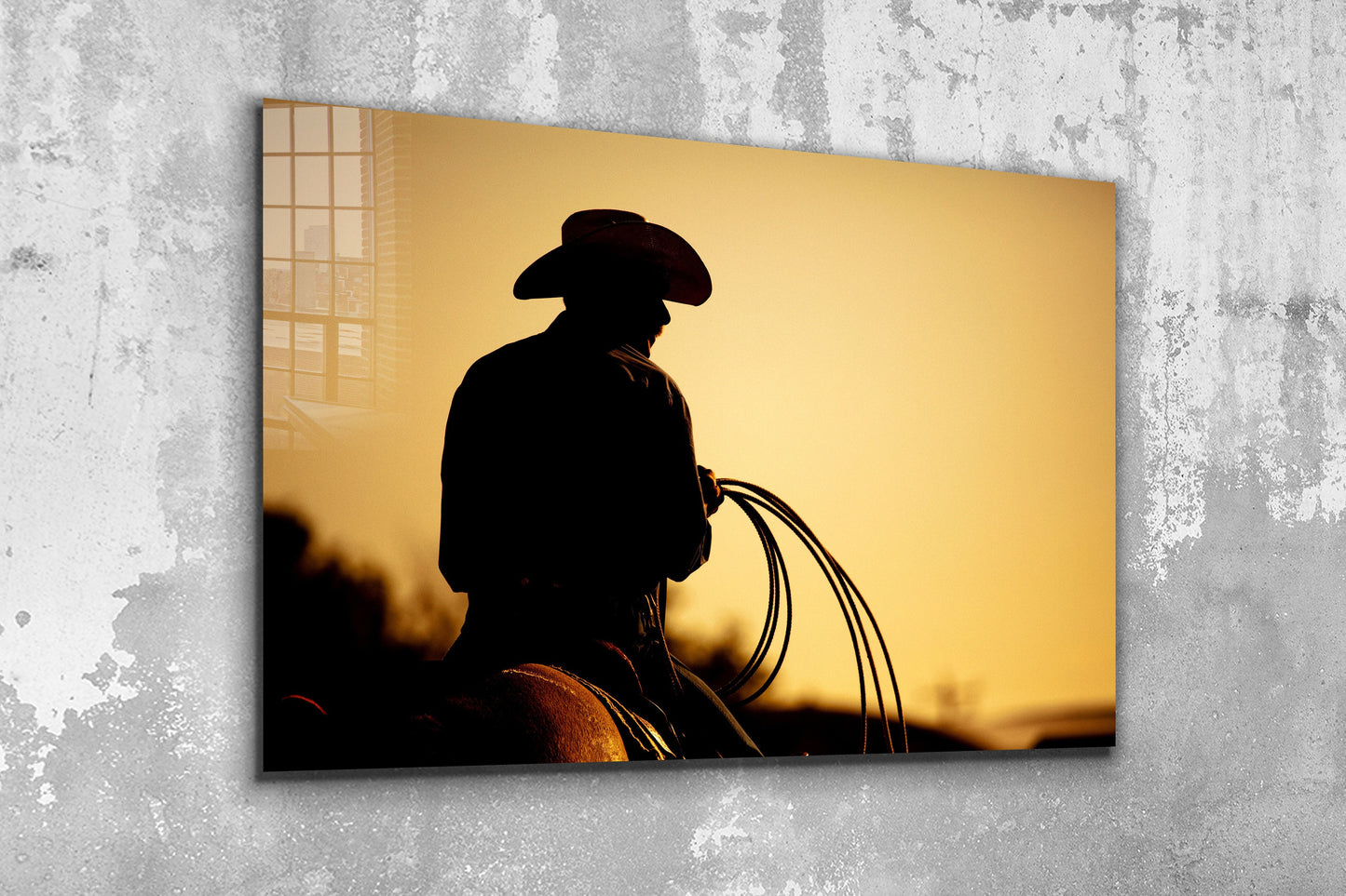 Cowboy Silhouette, Large Glass Wall Art