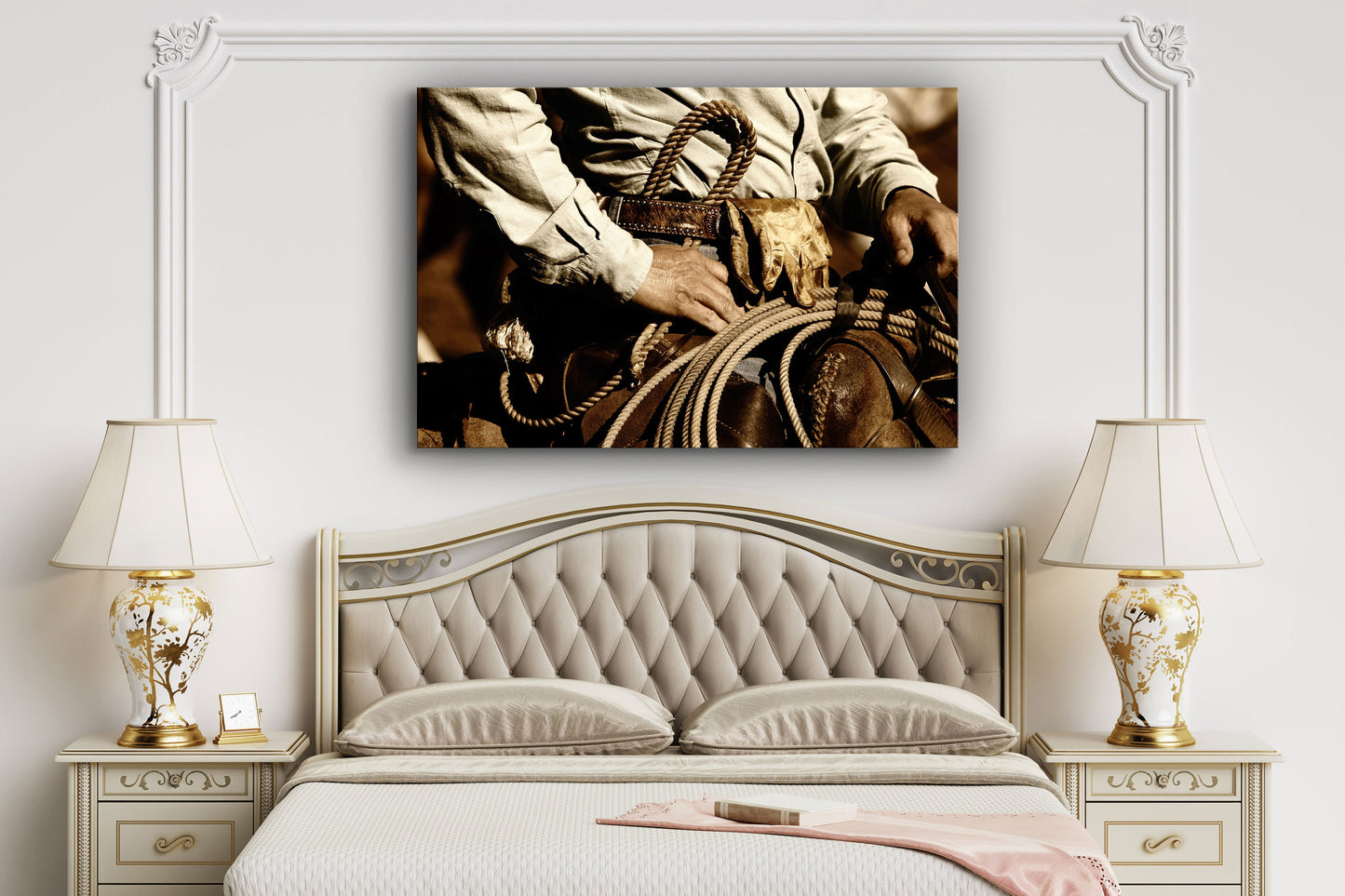 Cowboy on a Saddle, Large Glass Wall Art