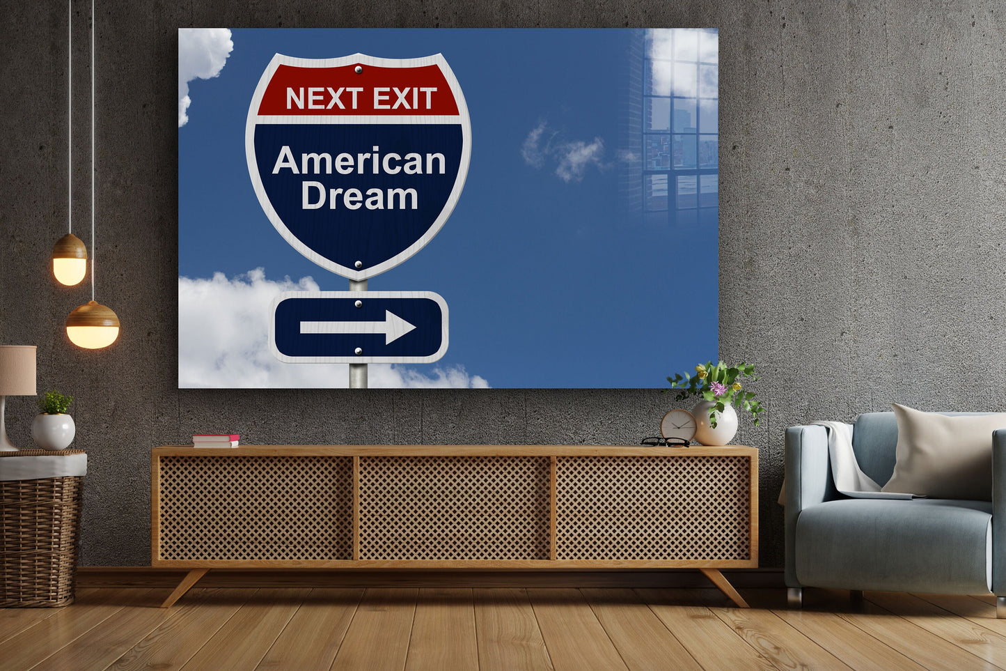Next Exit, Large Glass Wall Art