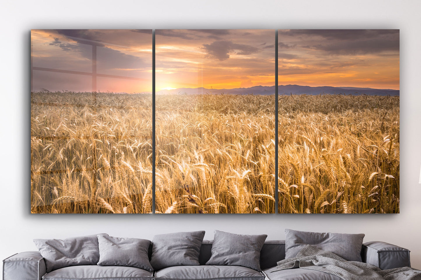 Farmland Sunset, Large Glass Wall Art