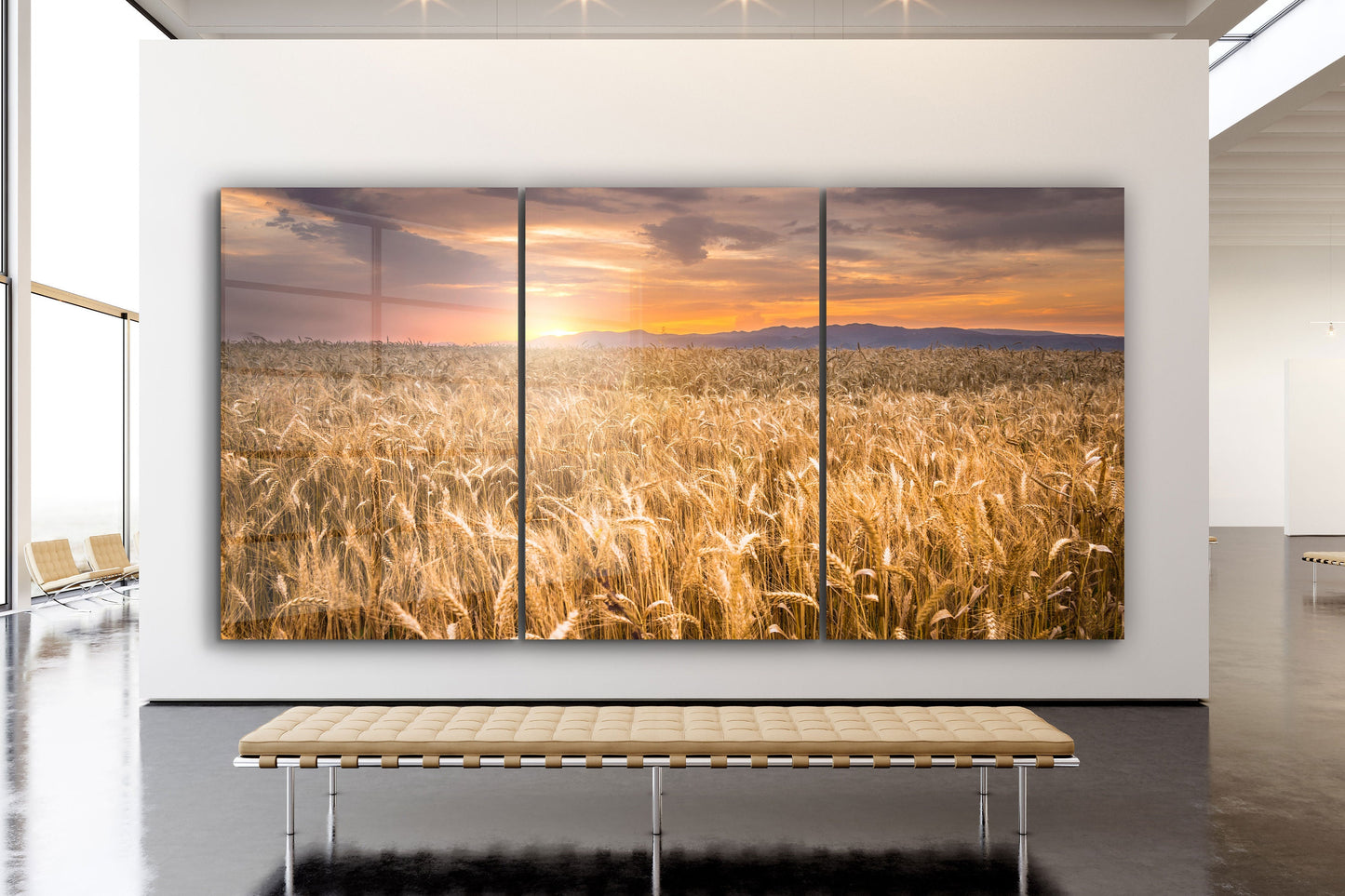 Farmland Sunset, Large Glass Wall Art