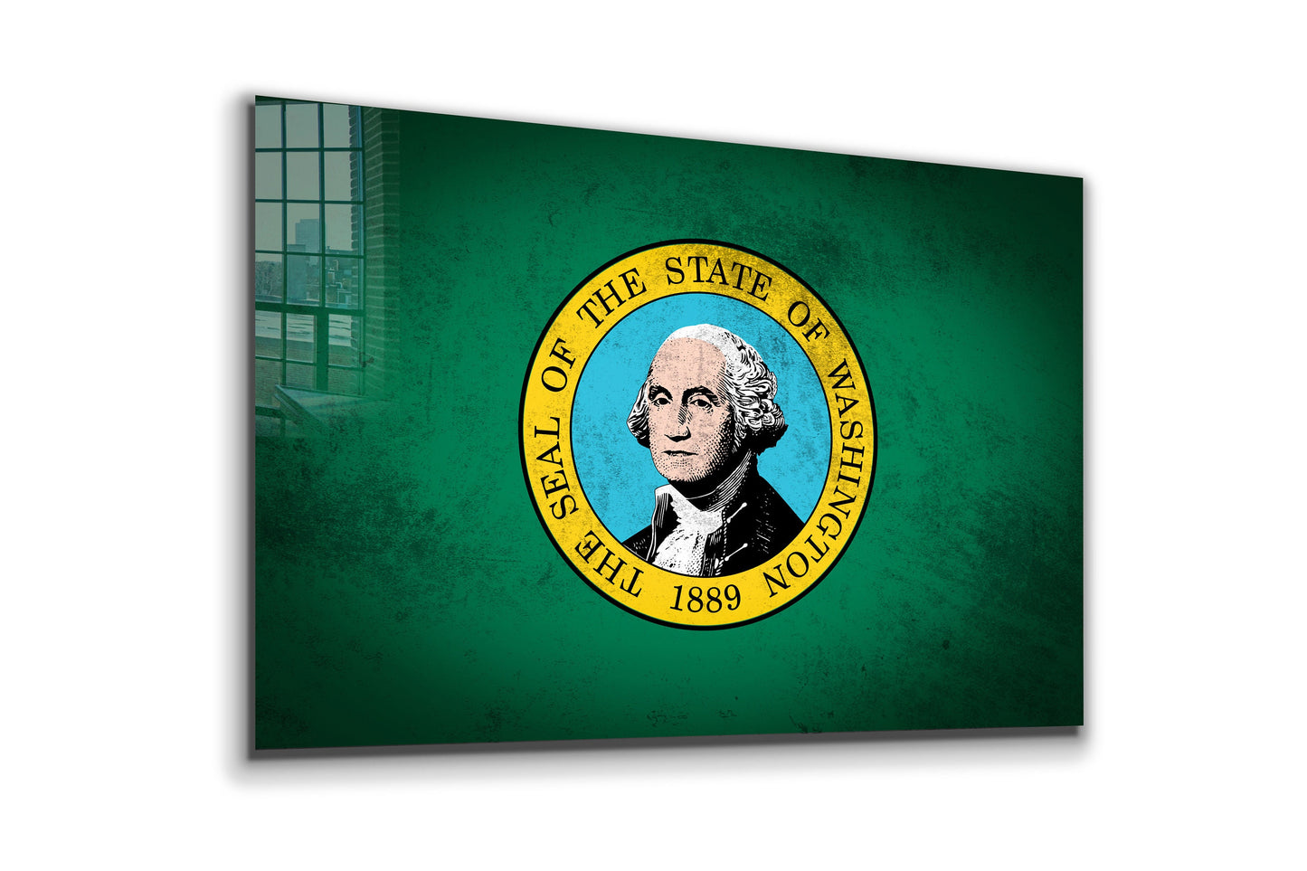 Washington Grungy Flag Large Glass Wall Art