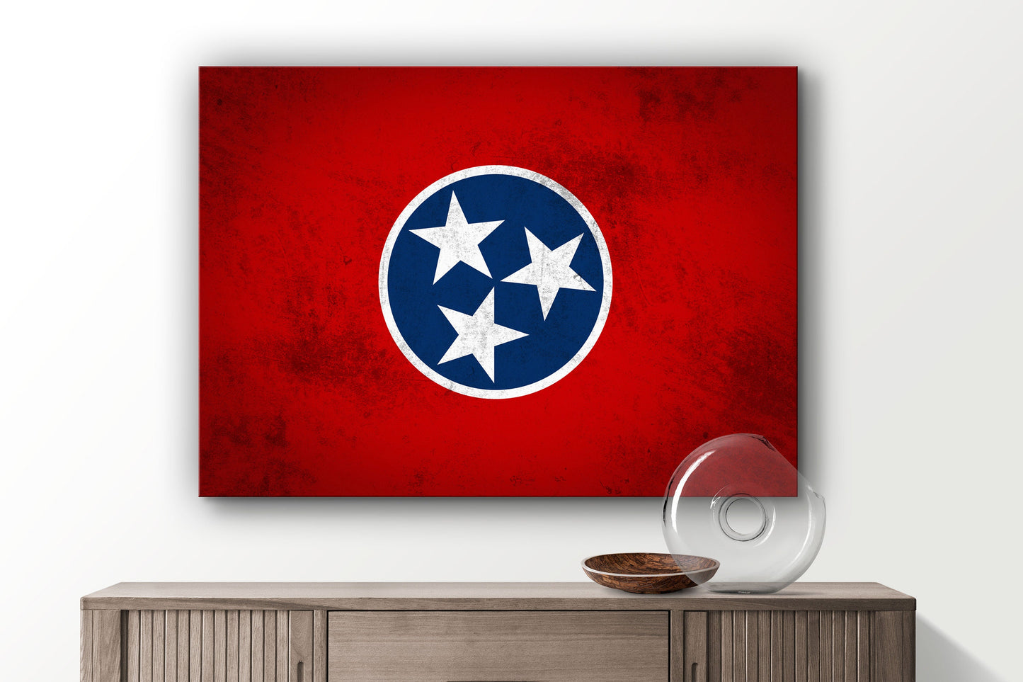 Tennessee Grungy Flag Large Glass Wall Art