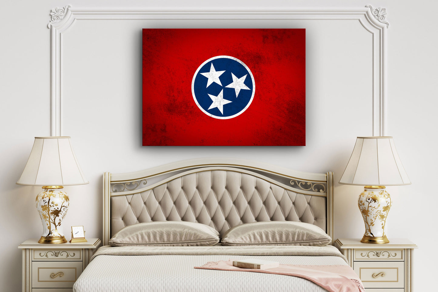 Tennessee Grungy Flag Large Glass Wall Art