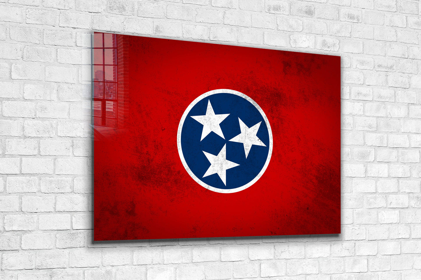 Tennessee Grungy Flag Large Glass Wall Art