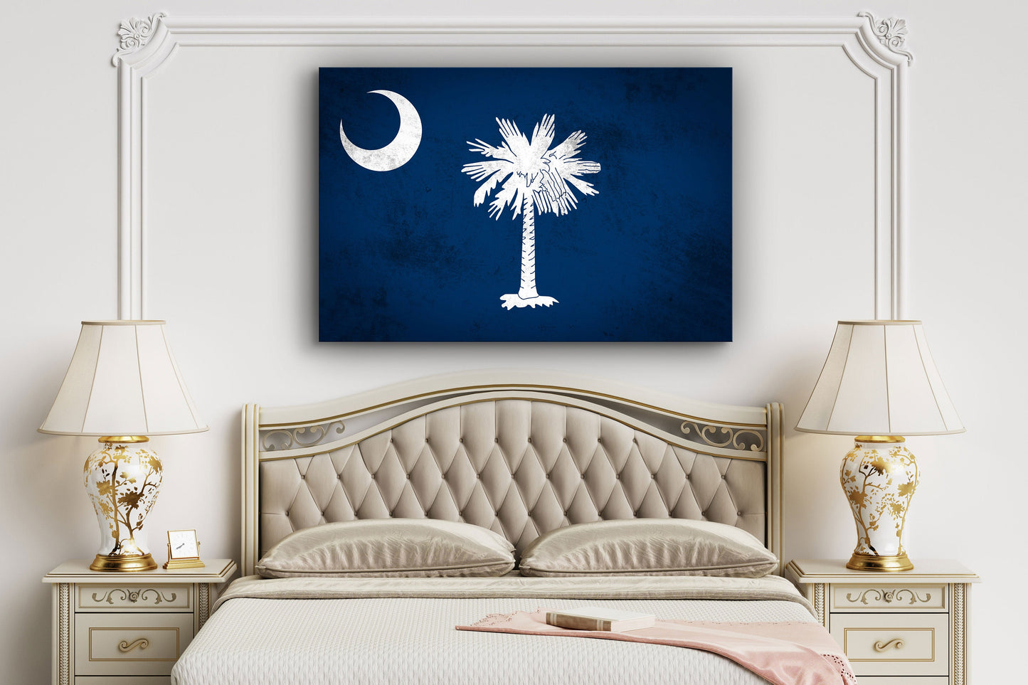 South Carolina Grungy Flag Large Glass Wall Art