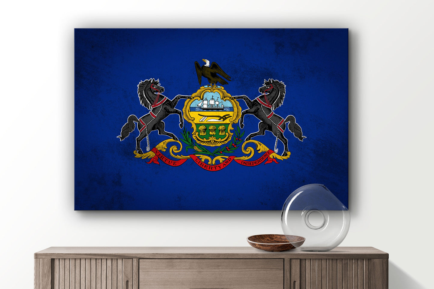 Pennsylvania Grungy Flag, Large Glass Wall Art