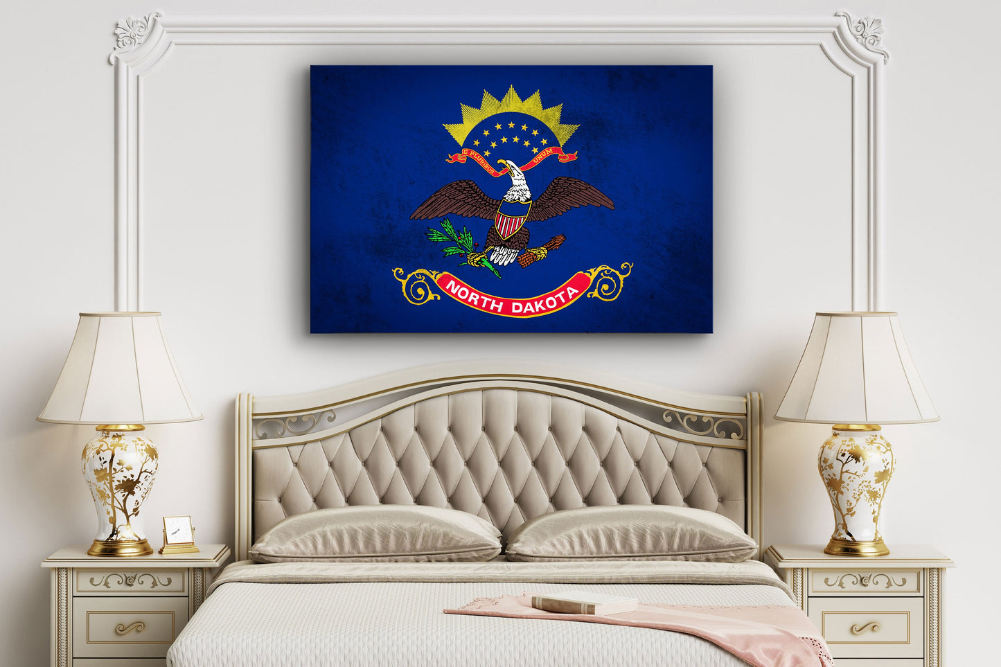 North Dakota Grungy Flag, Large Glass Wall Art