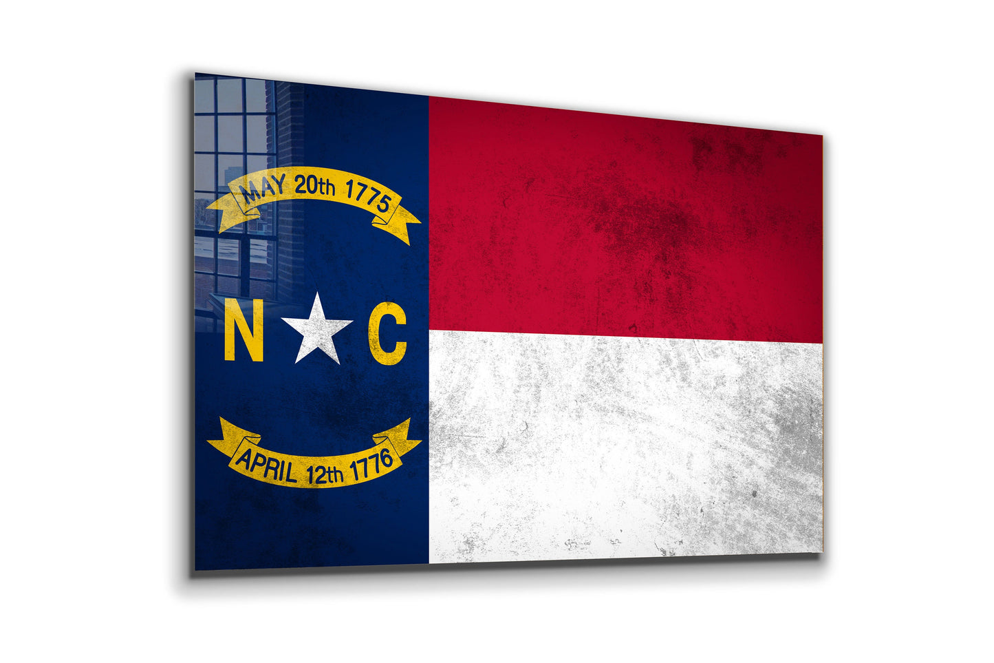 North Carolina Grungy Flag, Large Glass Wall Art