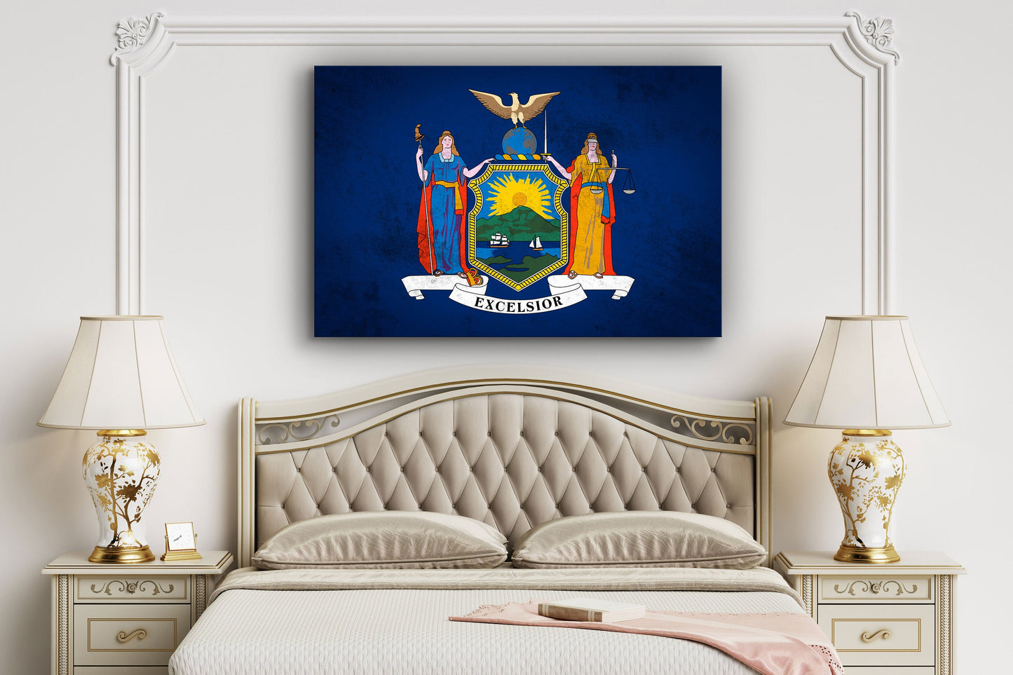 New York Grungy Flag, Large Glass Wall Art