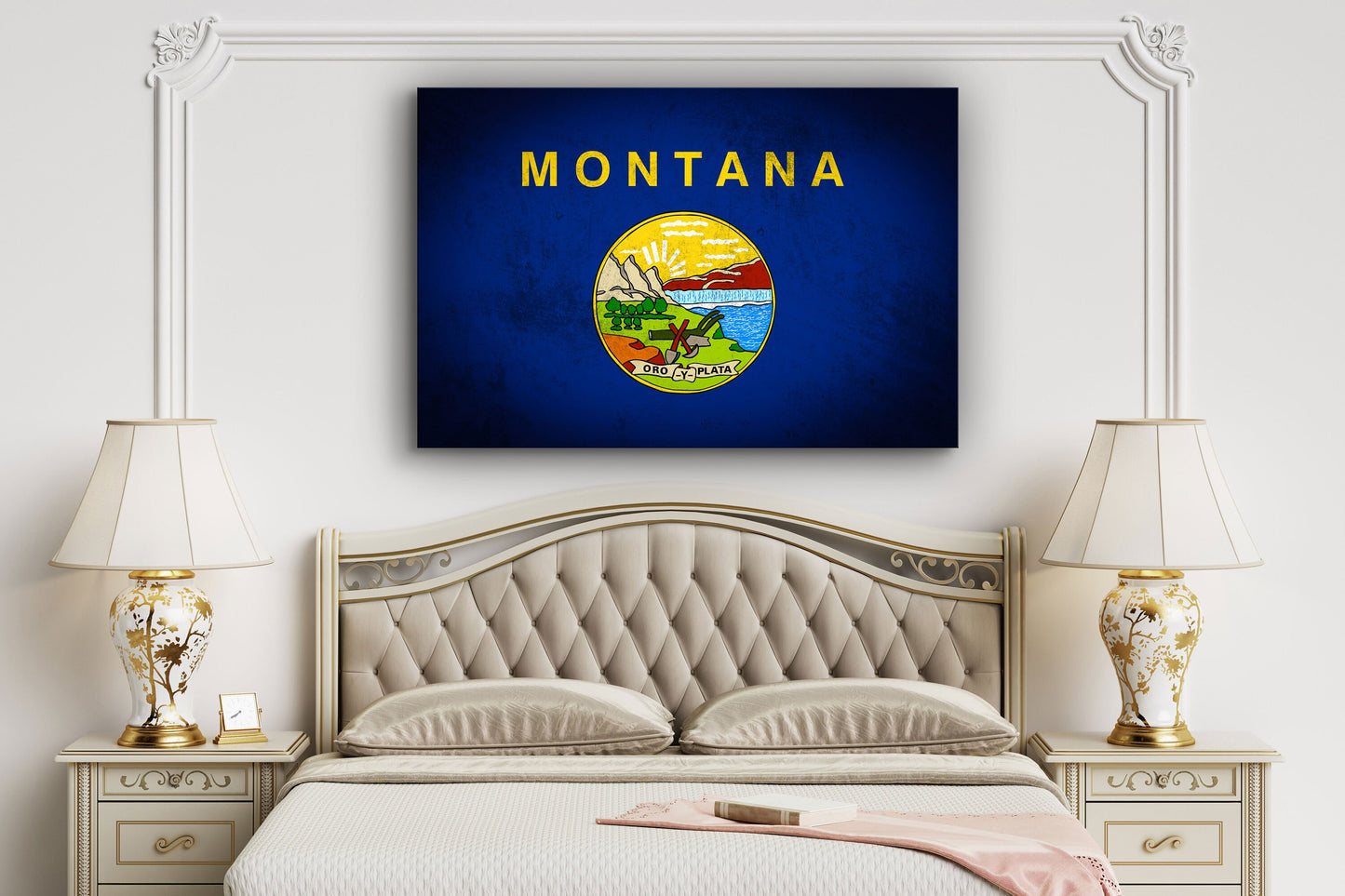 Montana Grungy Flag, Large Glass Wall Art