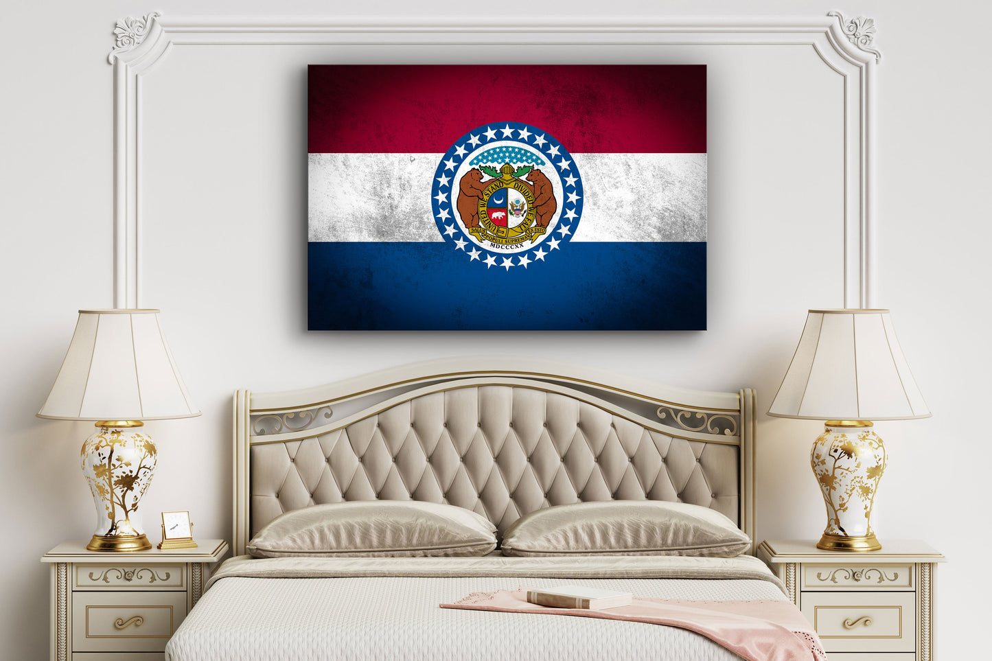 Missouri Grungy Flag, Large Glass Wall Art