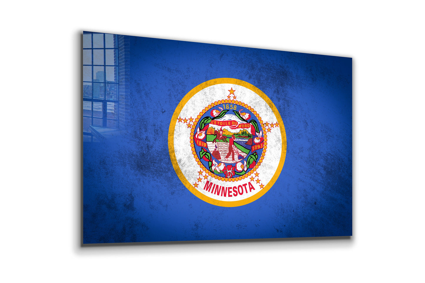 Minnesota Grungy Flag, Large Glass Wall Art