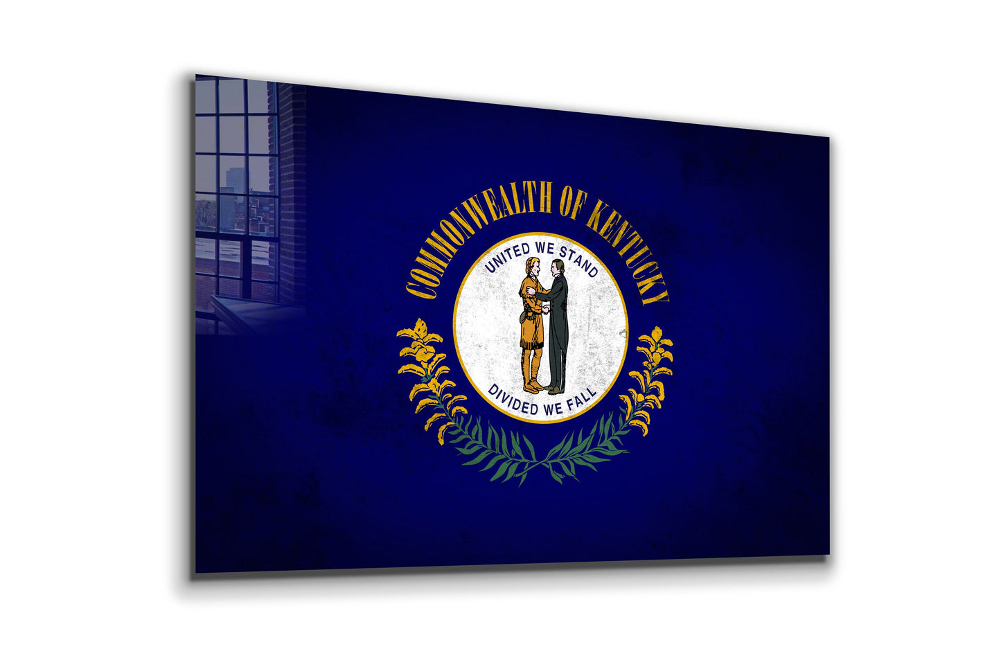 Kentucky Grungy Flag, Large Glass Wall Art