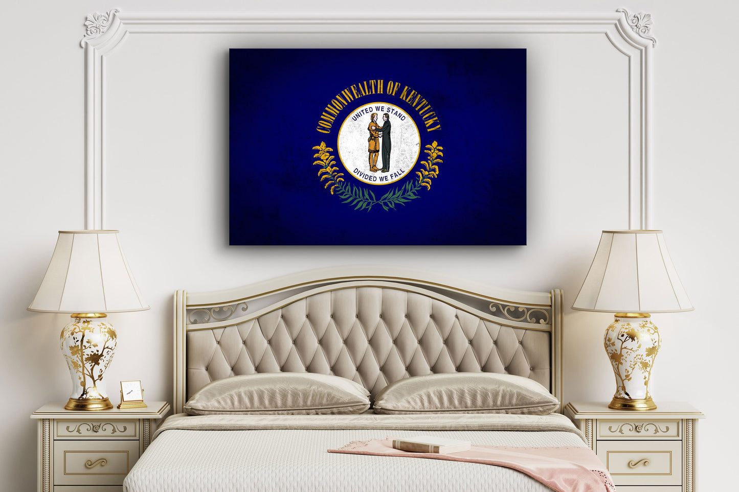 Kentucky Grungy Flag, Large Glass Wall Art