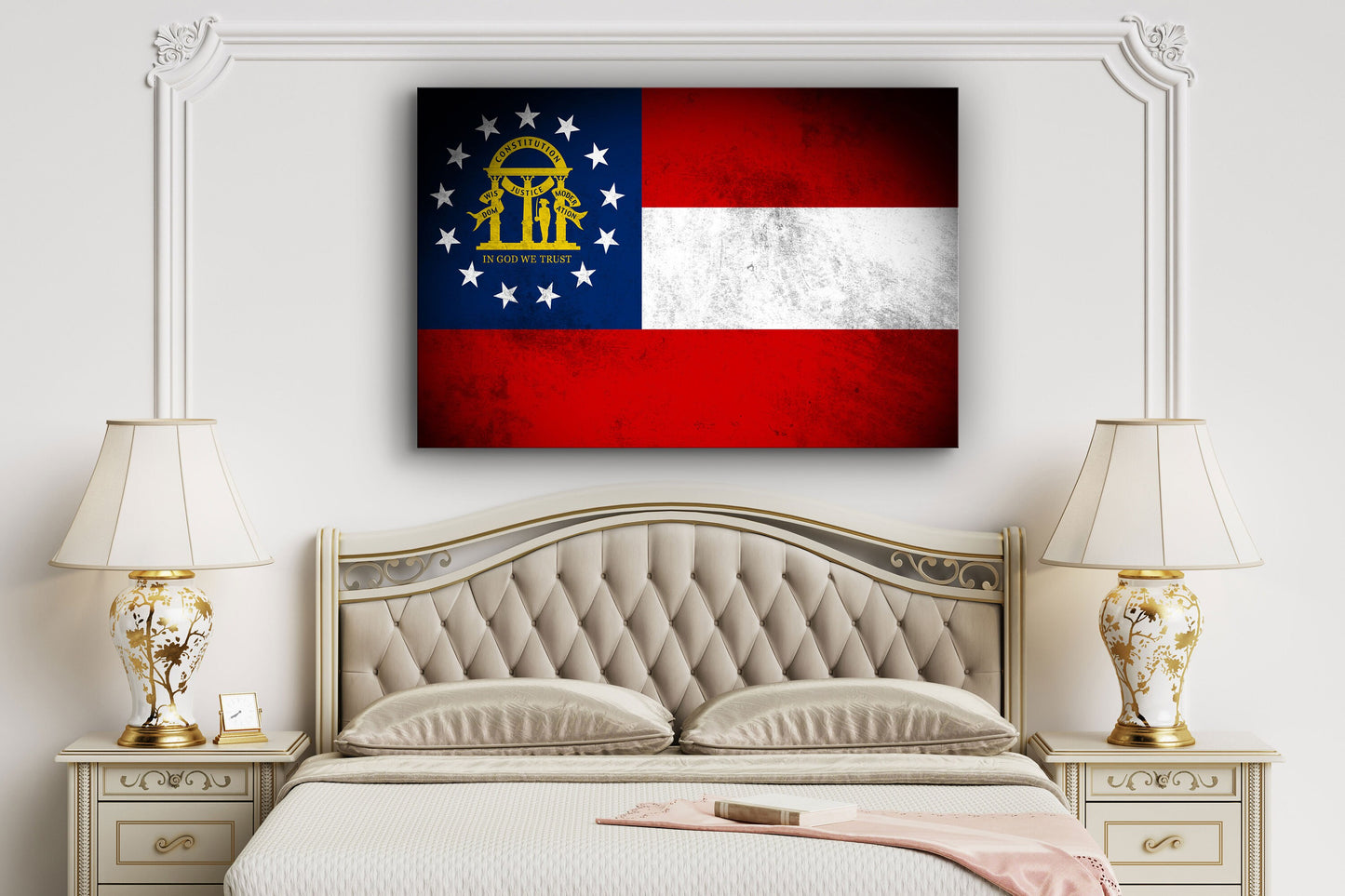 Georgia Grungy Flag, Large Glass Wall Art