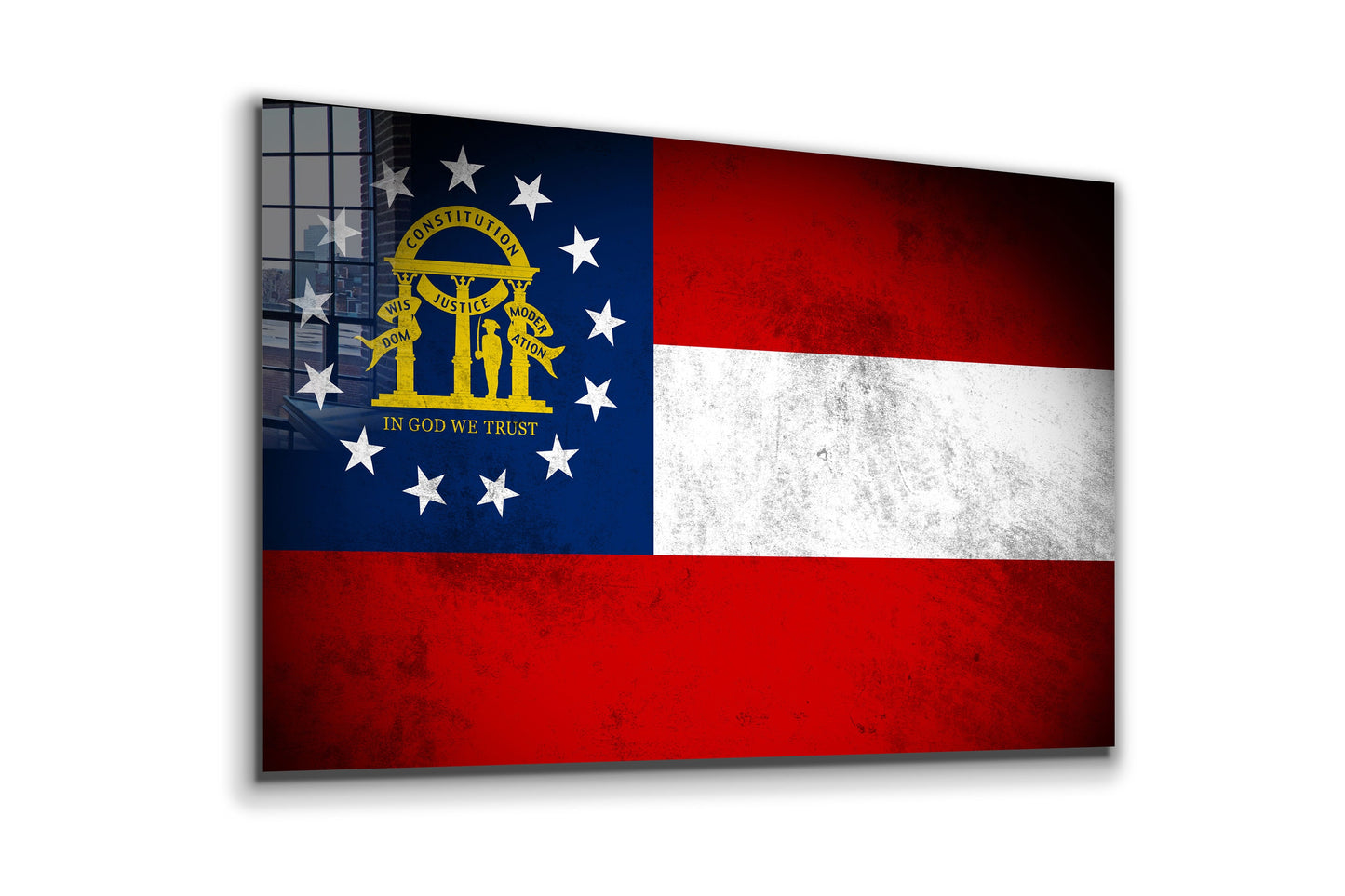 Georgia Grungy Flag, Large Glass Wall Art