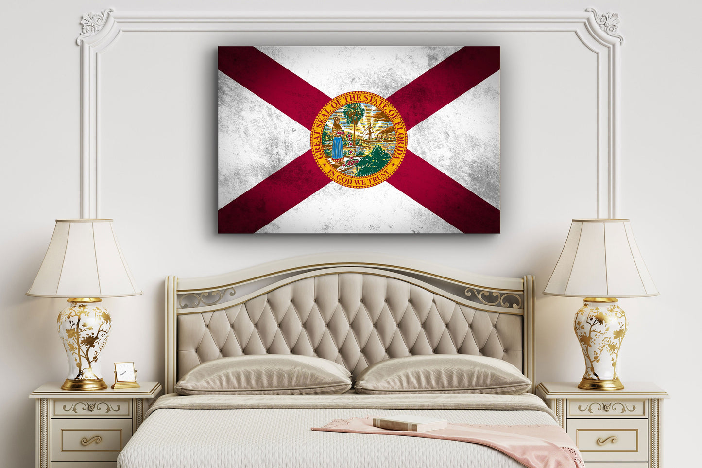 Florida Grungy Flag, Large Glass Wall Art