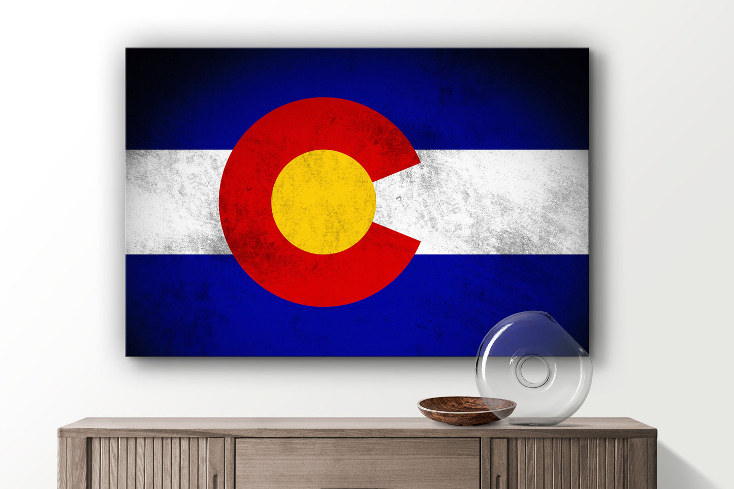 Colorado Grungy Flag, Large Glass Wall Art