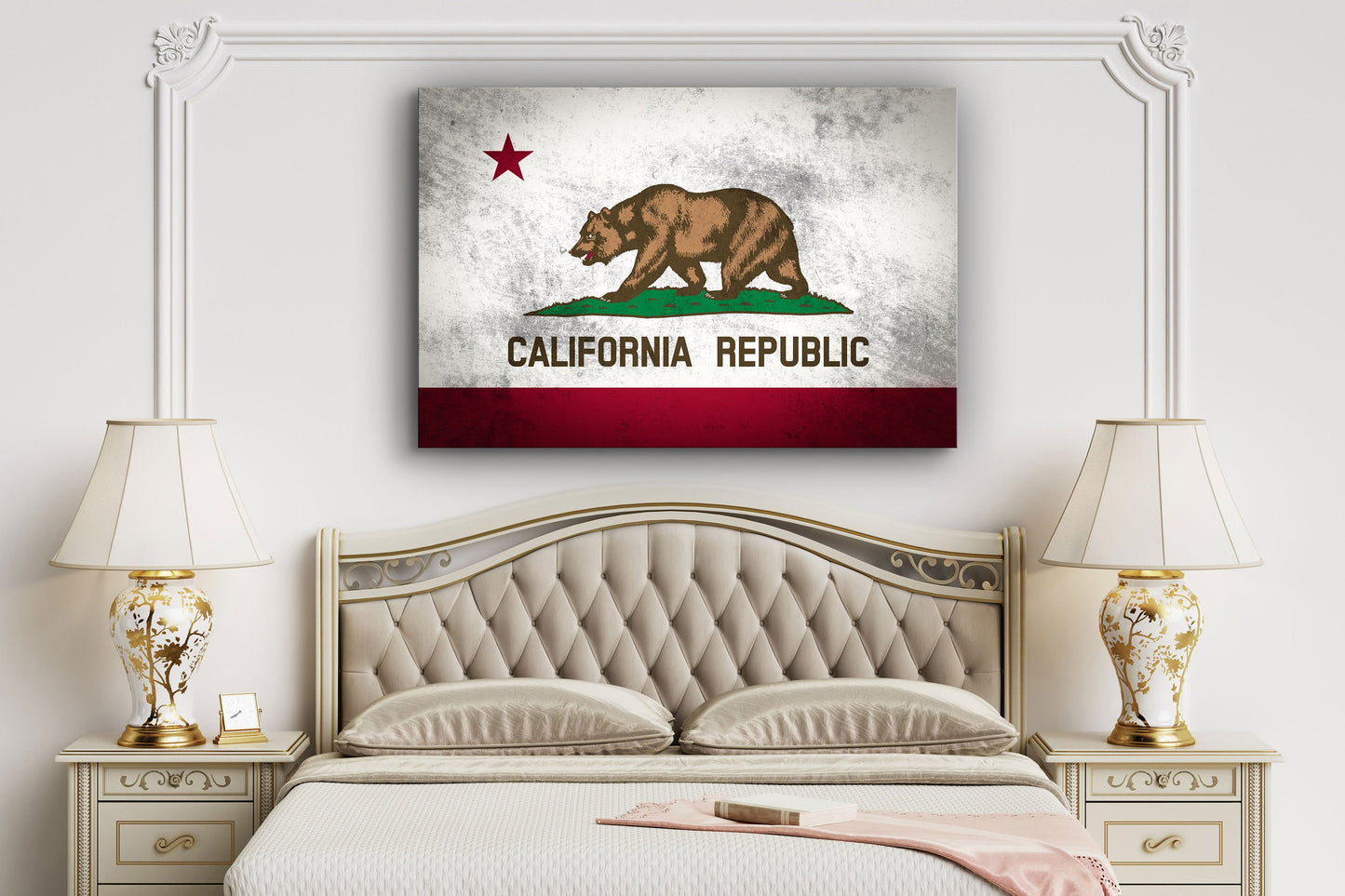California Grungy Flag, Large Glass Wall Art