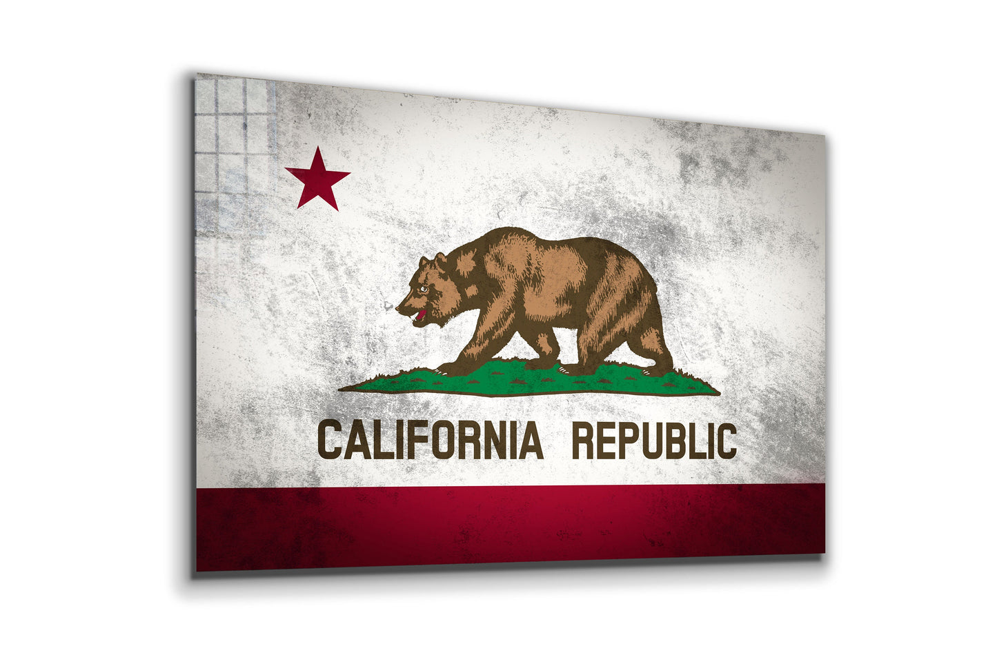 California Grungy Flag, Large Glass Wall Art