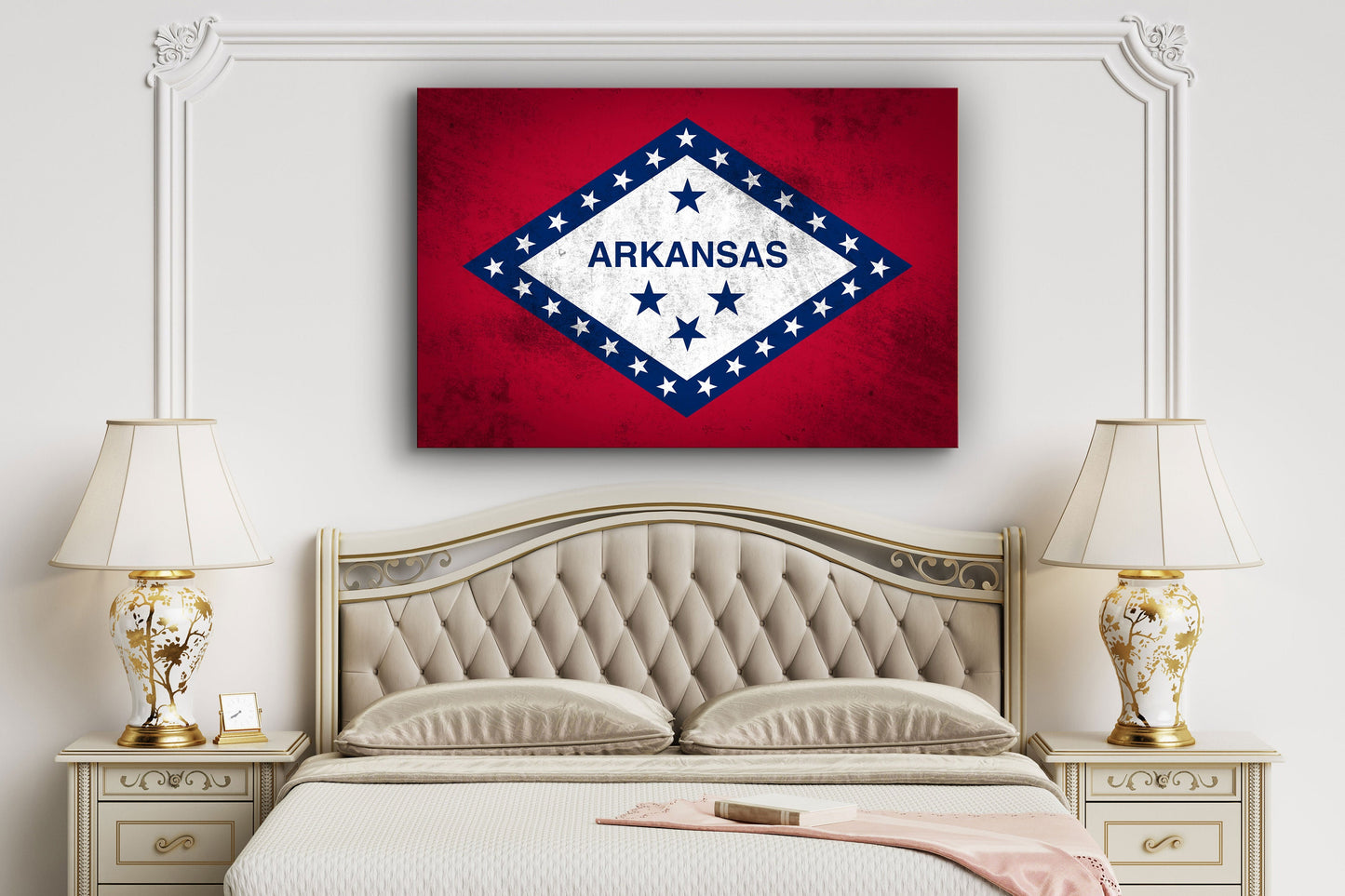 Arkansas Grungy Flag, Large Glass Wall Art