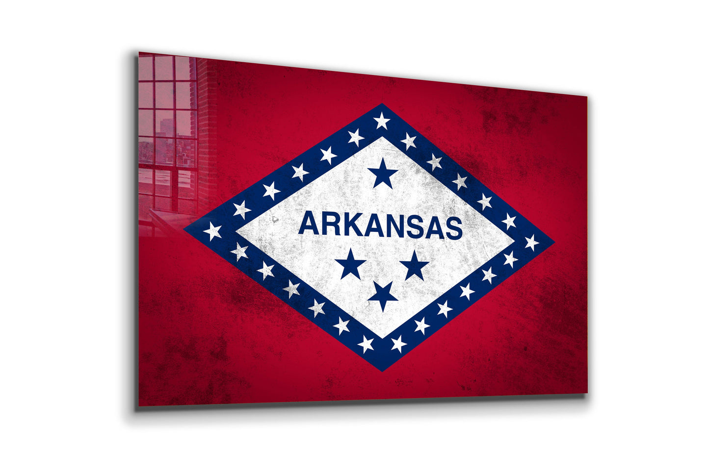 Arkansas Grungy Flag, Large Glass Wall Art