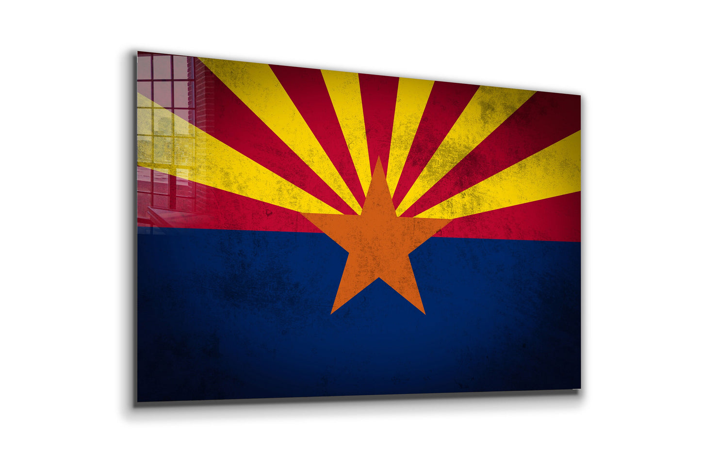 Arizona Grungy Flag, Large Glass Wall Art