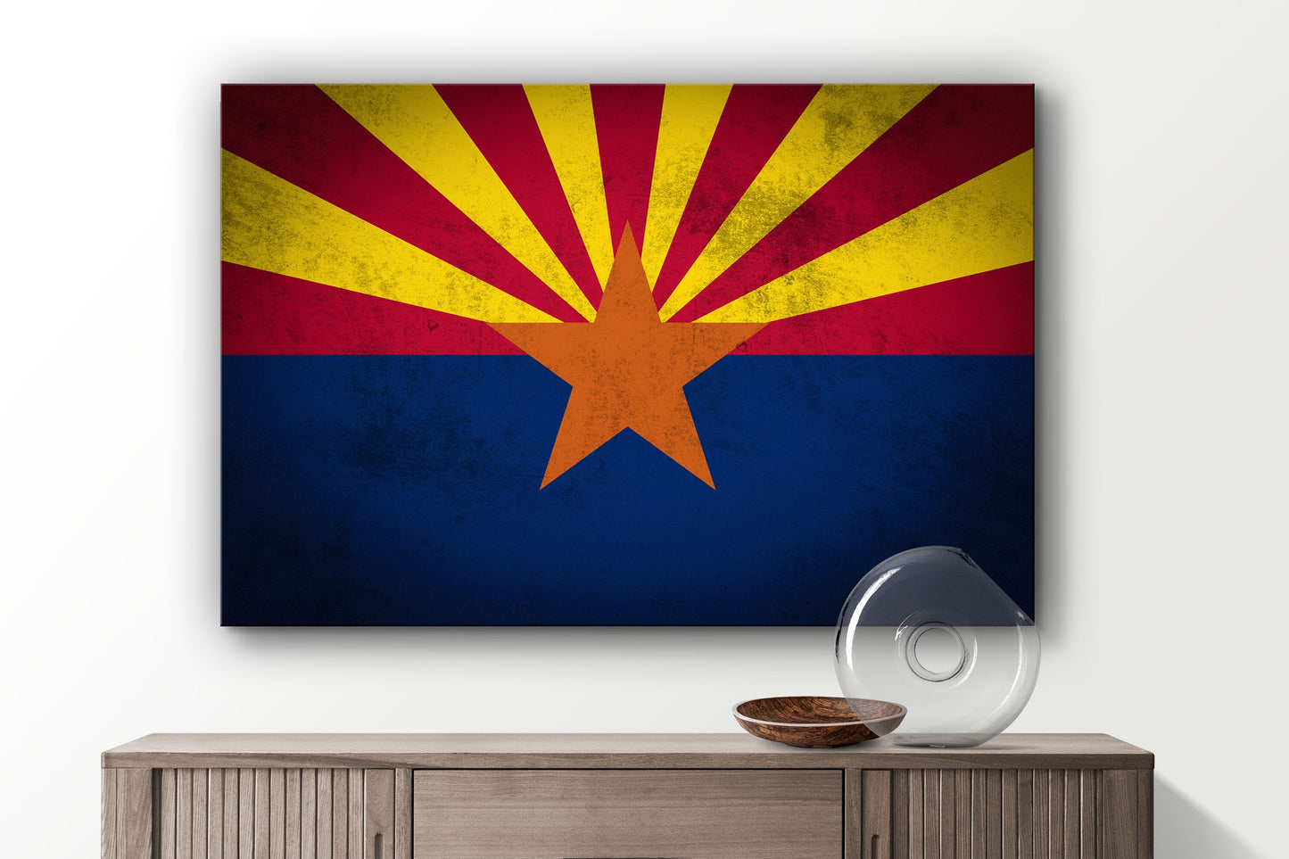 Arizona Grungy Flag, Large Glass Wall Art