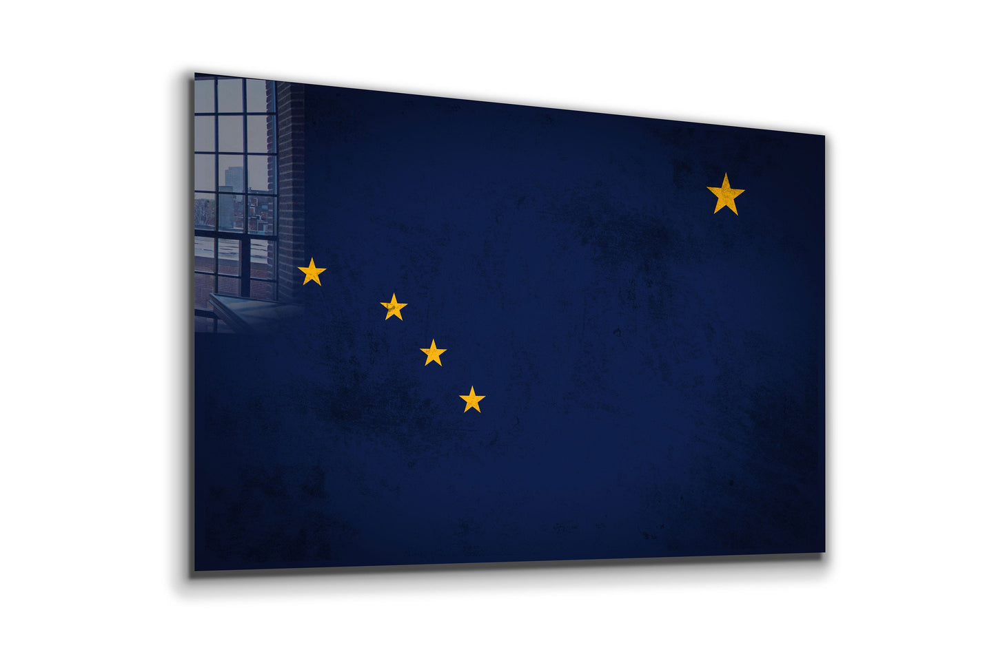 Alaska Grungy Flag, Large Glass Wall Art