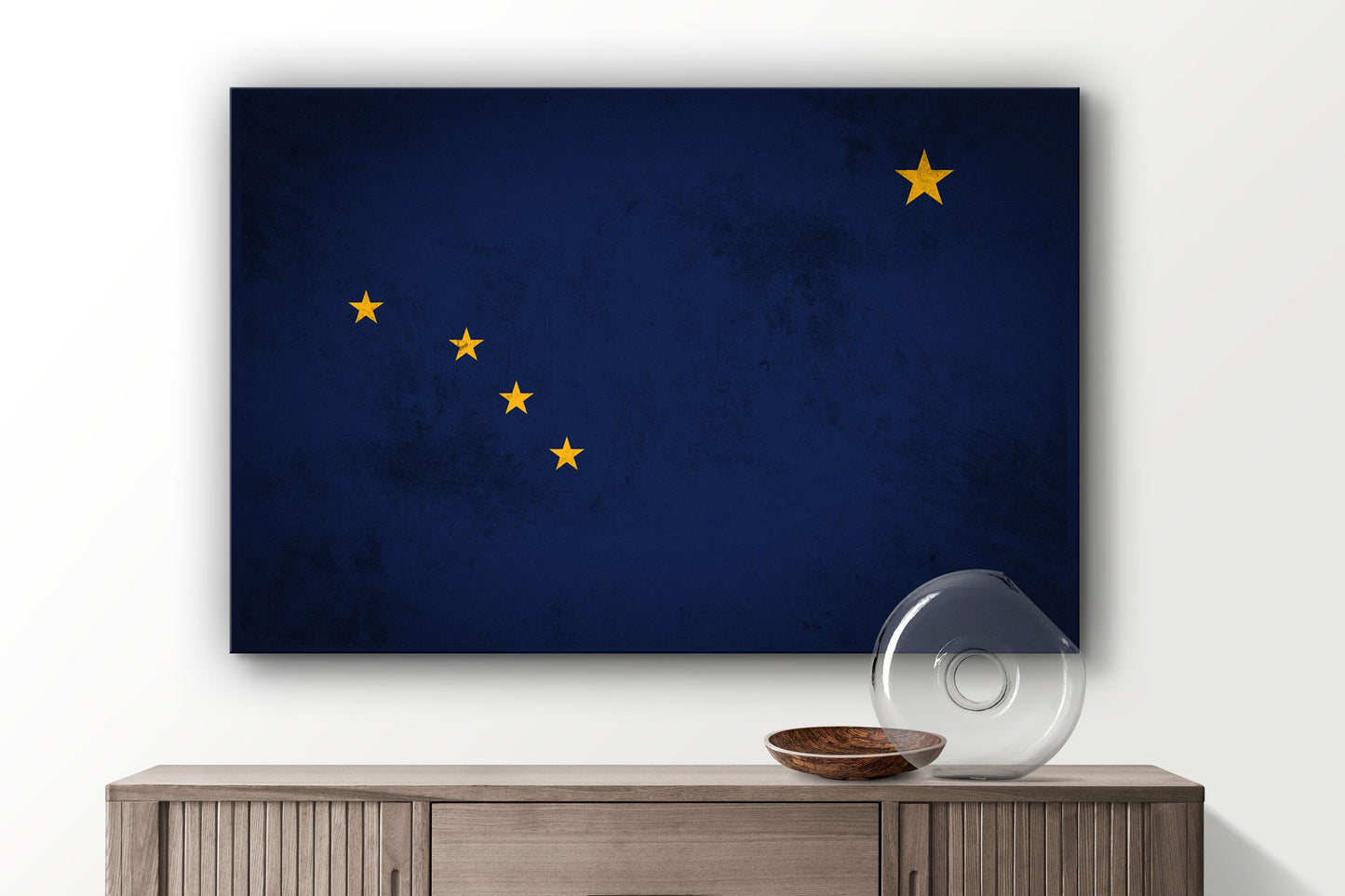Alaska Grungy Flag, Large Glass Wall Art