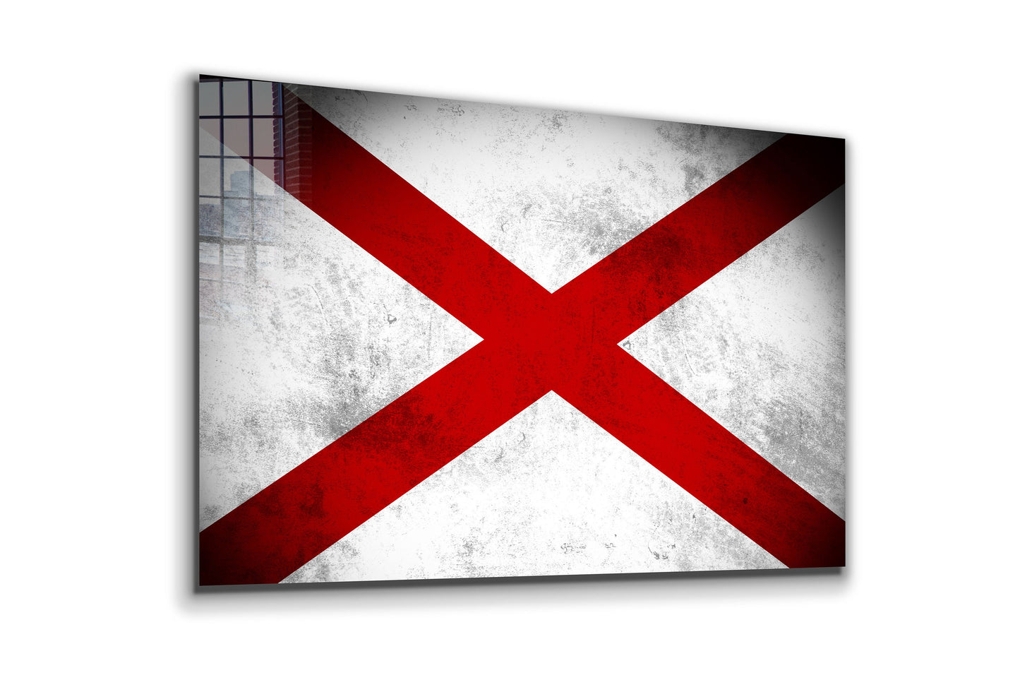Alabama Grungy Flag, Large Glass Wall Art