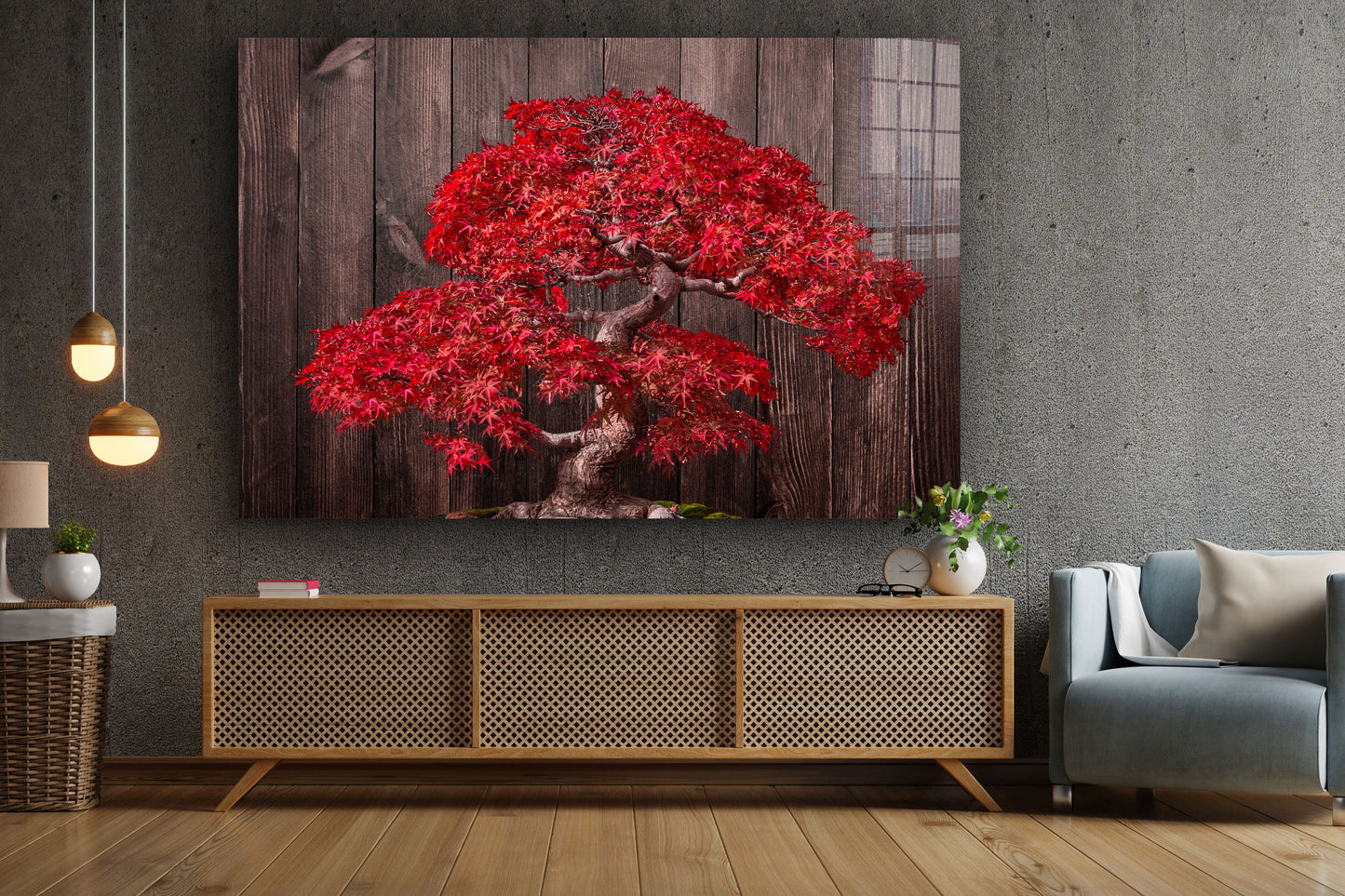 Bonsai Tree, Large Glass Wall Art