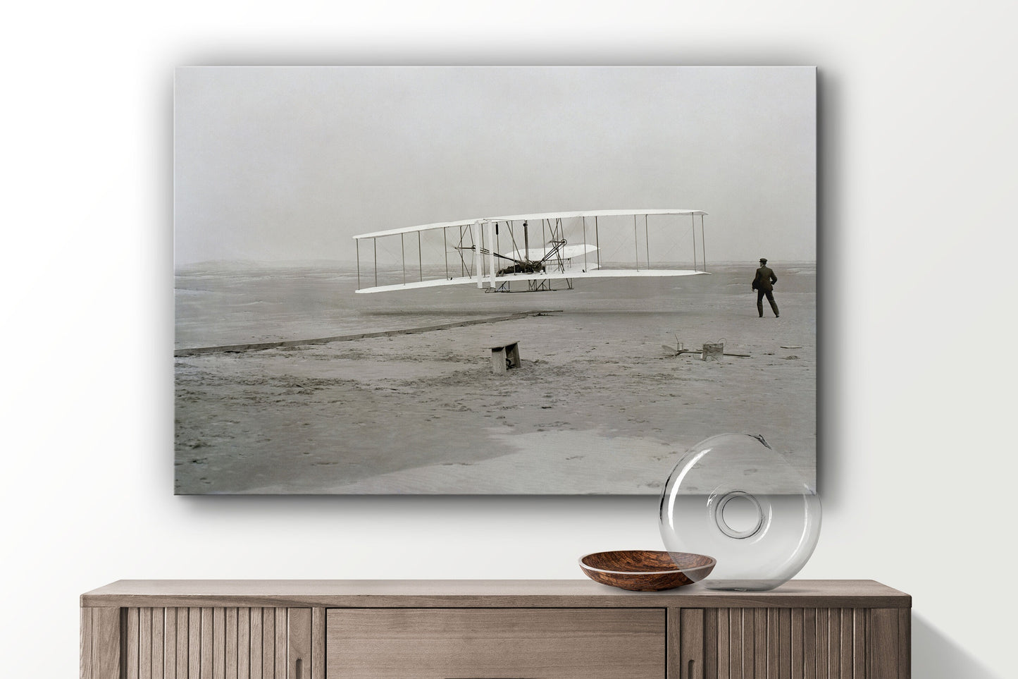 Wright Brothers First Flight, Large Glass Wall Art