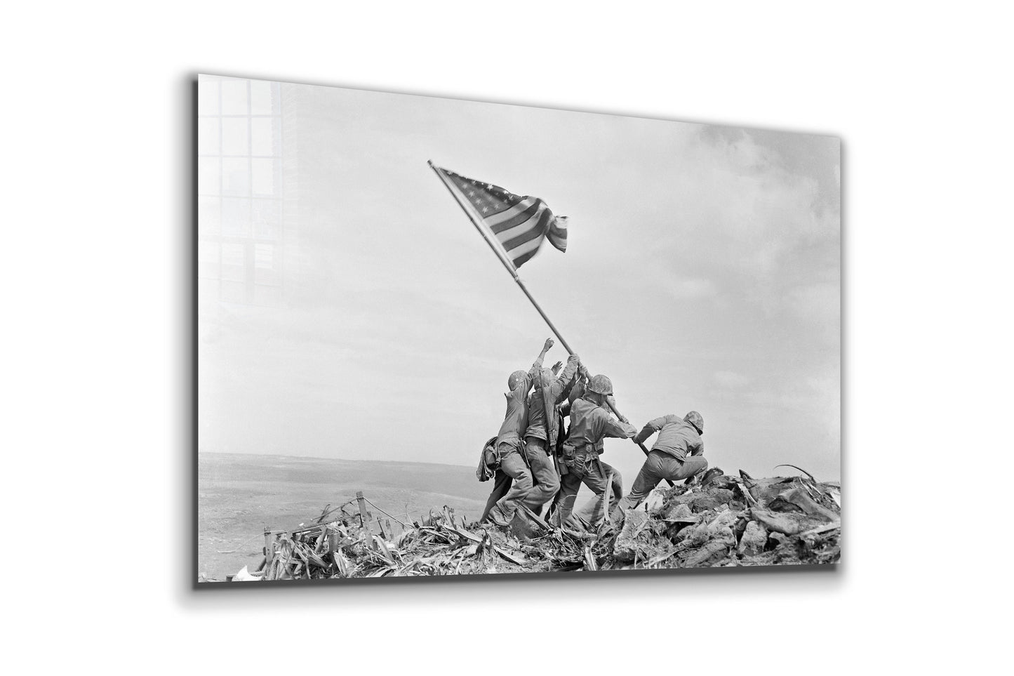 Iwo Jima Flag Raising, Large Glass Wall Art