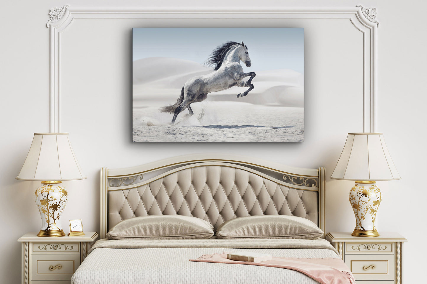 White Horse, Large Glass Wall Art