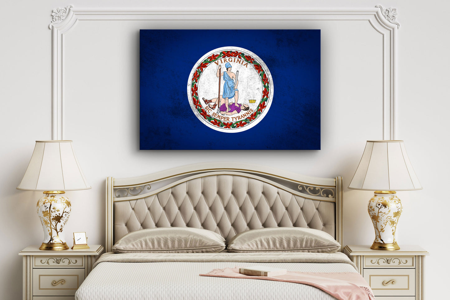 Virginia Grungy Flag Large Glass Wall Art