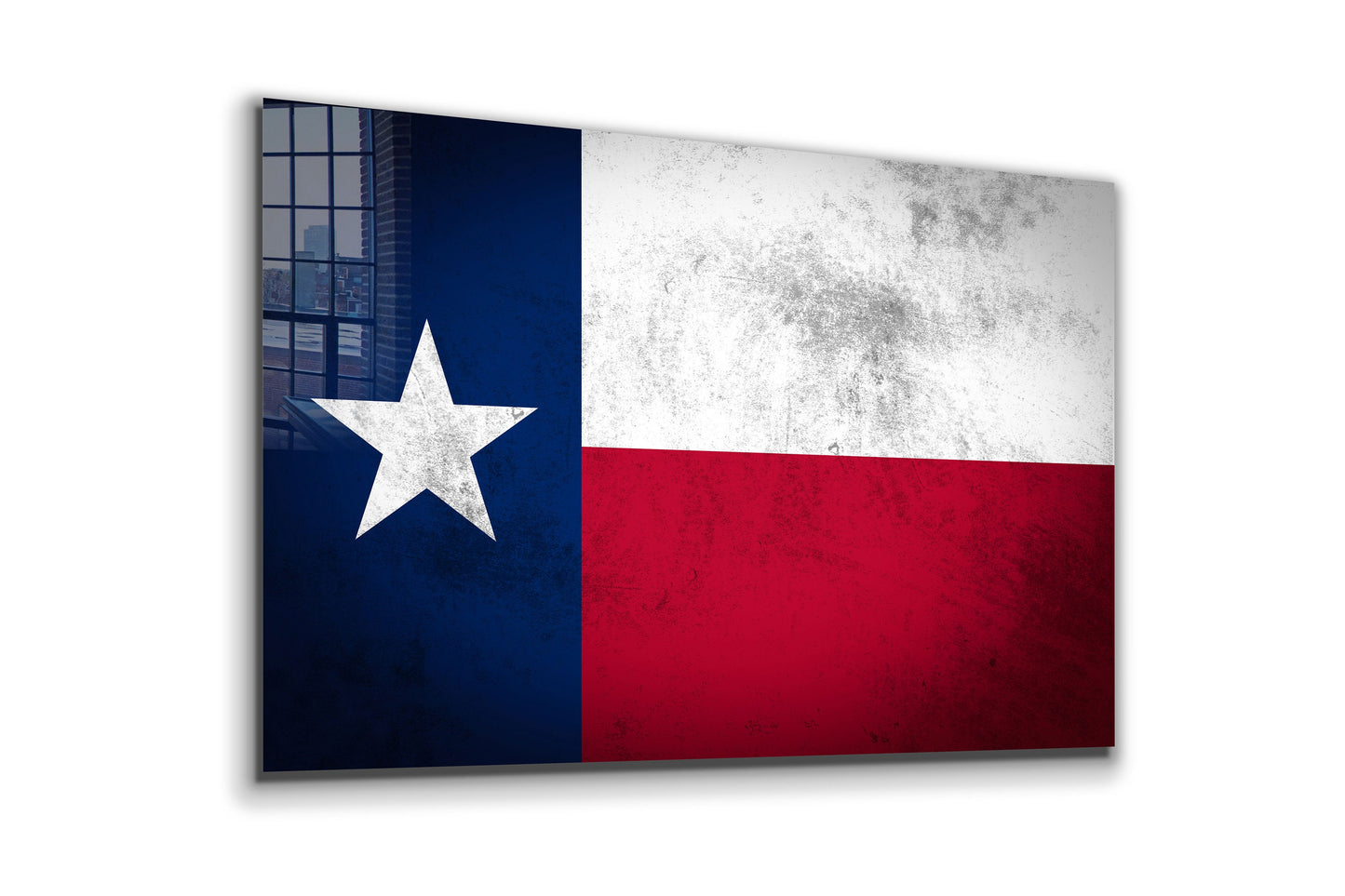 Texas Grungy Flag Large Glass Wall Art